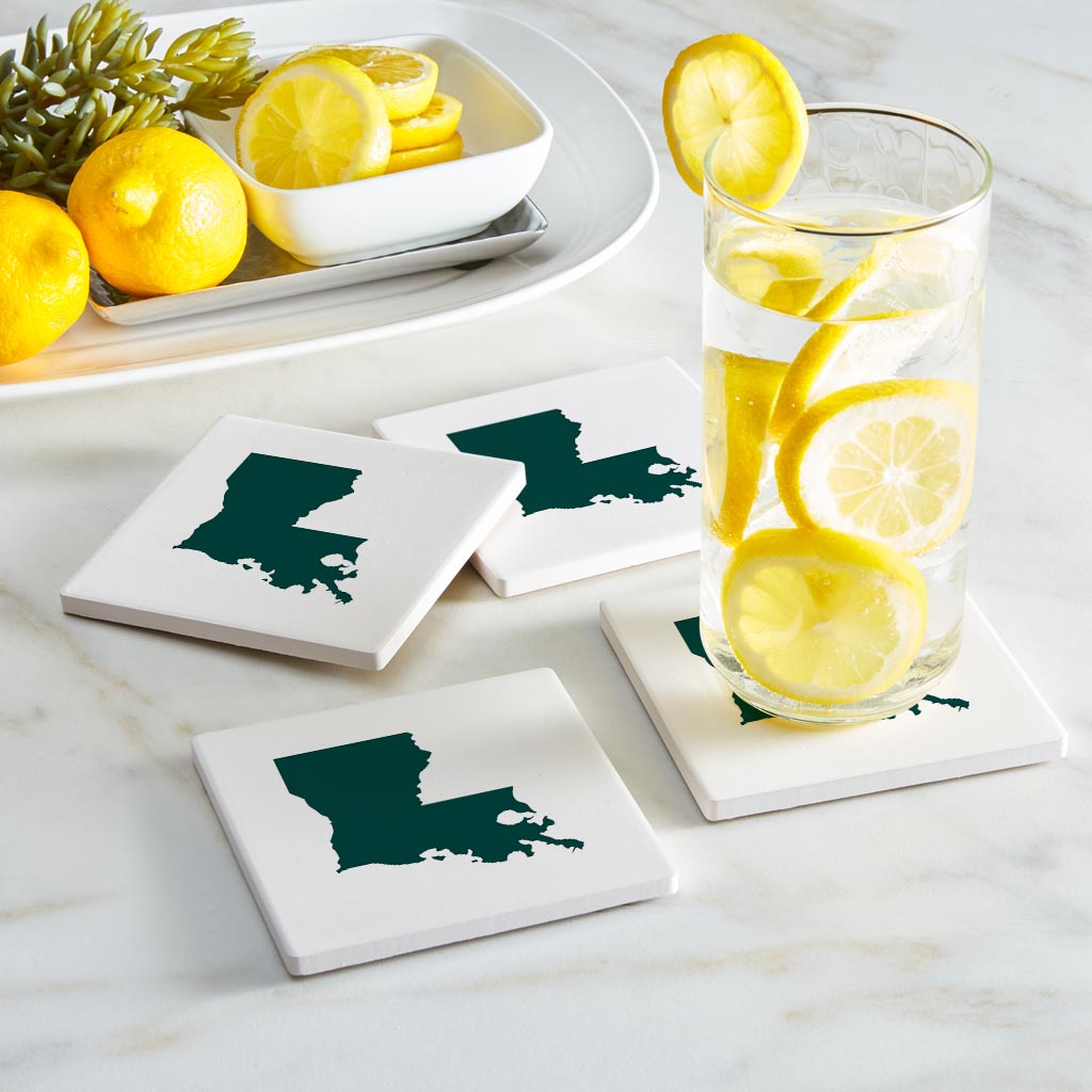 Blue White Louisiana State Shape| Absorbent Coasters | Set of 4 | Min 2