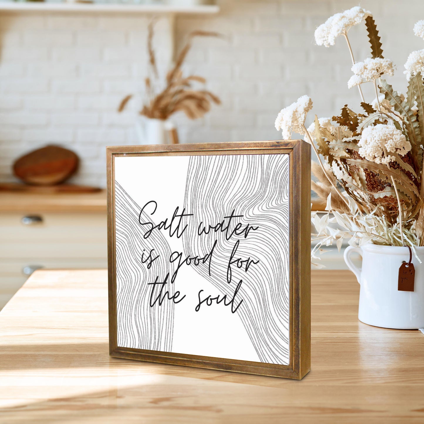 Minimalistic B&W Cape Cod Salt Water | Wood Sign | Eaches | Min 1