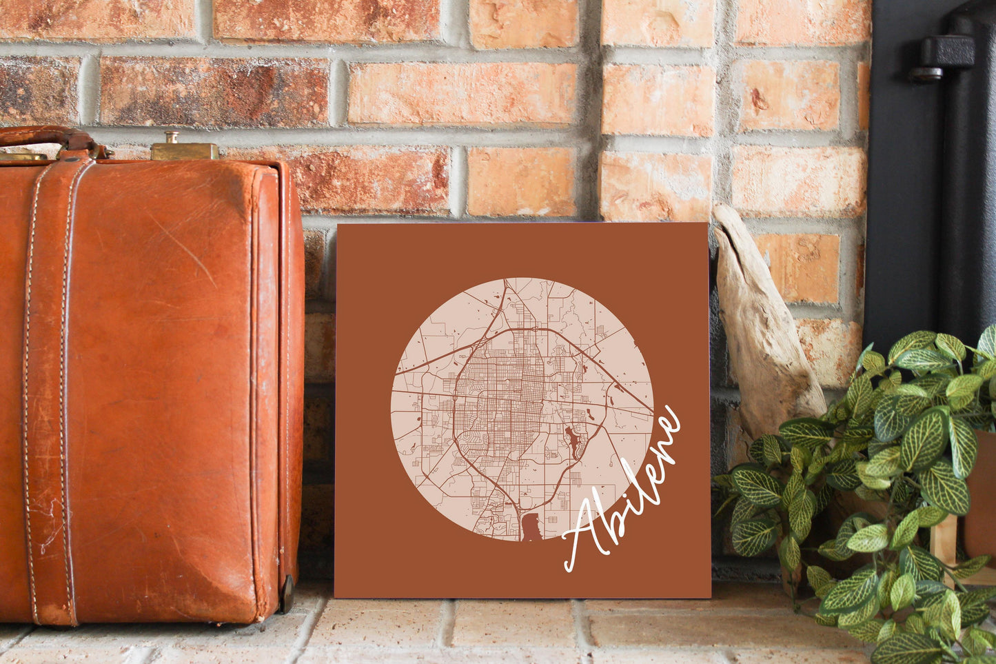 Modern Minimalist Texas Abilene Circle Map | Wood Sign | Eaches | Min 2