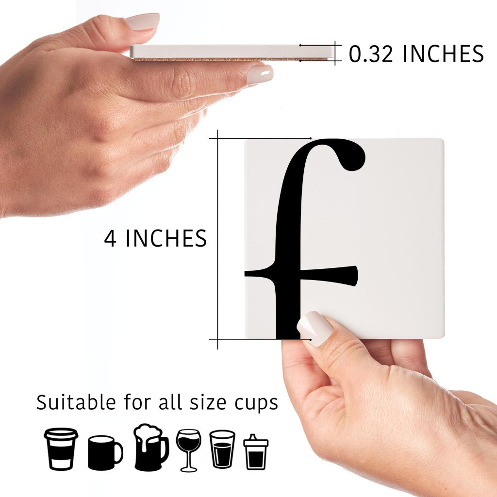 Minimal Monogram F | Absorbent Coasters | Set of 4 | Min 2