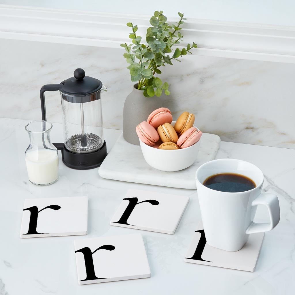 Minimal Monogram R | Absorbent Coasters | Set of 4 | Min 2