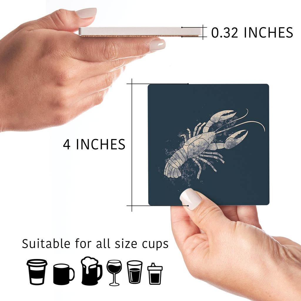 Modern Minimalist Louisiana Crawfish Water Color | Absorbent Coasters | Set of 4 | Min 2