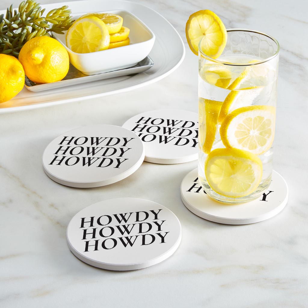 Minimalistic B&W Texas Howdy| Absorbent Coasters | Set of 4 | Min 2