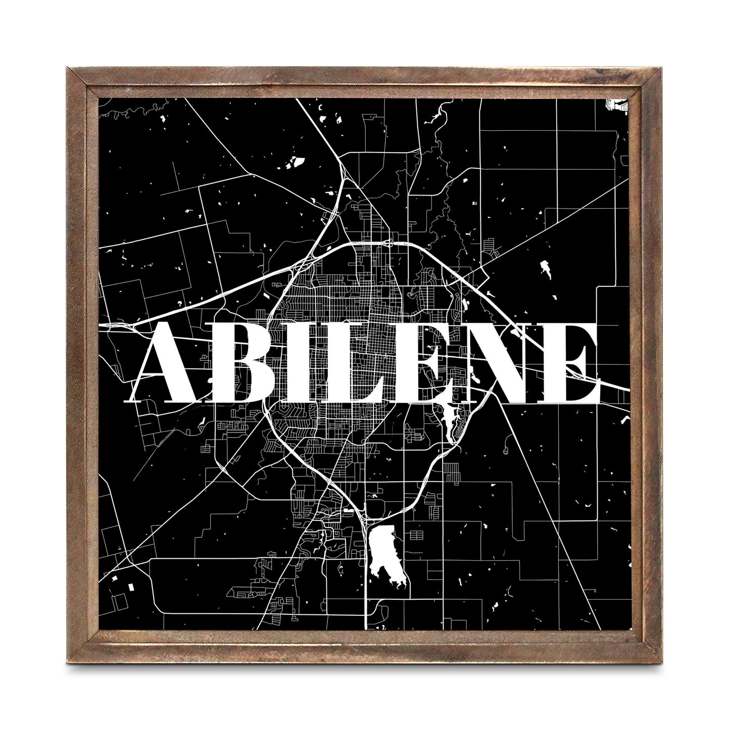 Minimalist B&W Texas Abilene Map | Wood Sign | Eaches | Min 1