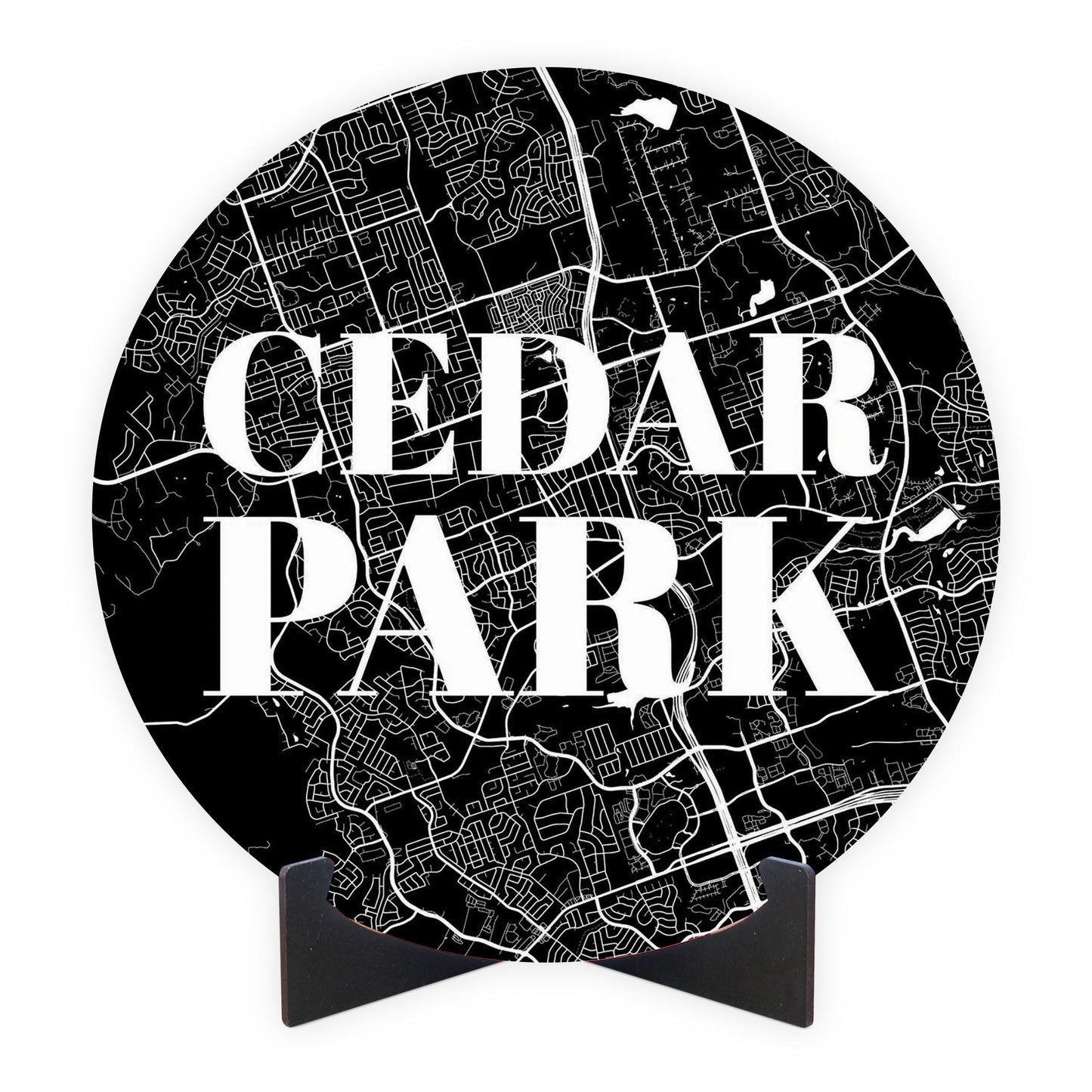 Minimalistic B&W Texas Cedar Park Map | Wood Sign | Eaches | Min 1