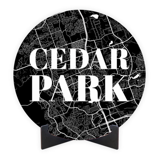 Minimalistic B&W Texas Cedar Park Map | Wood Sign | Eaches | Min 1