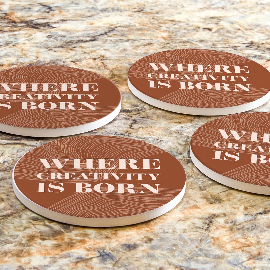 Modern Minimalist New York Creativity Is Born | Absorbent Coasters | Set of 4 | Min 2