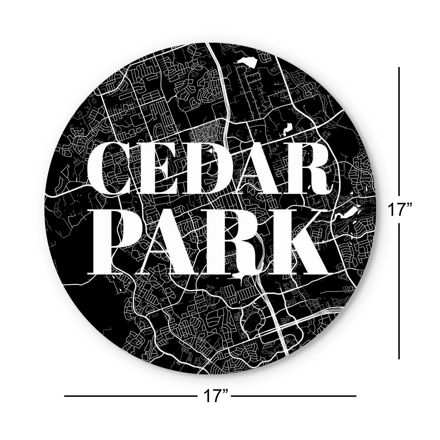 Minimalistic B&W Texas Cedar Park Map | Wood Sign | Eaches | Min 1