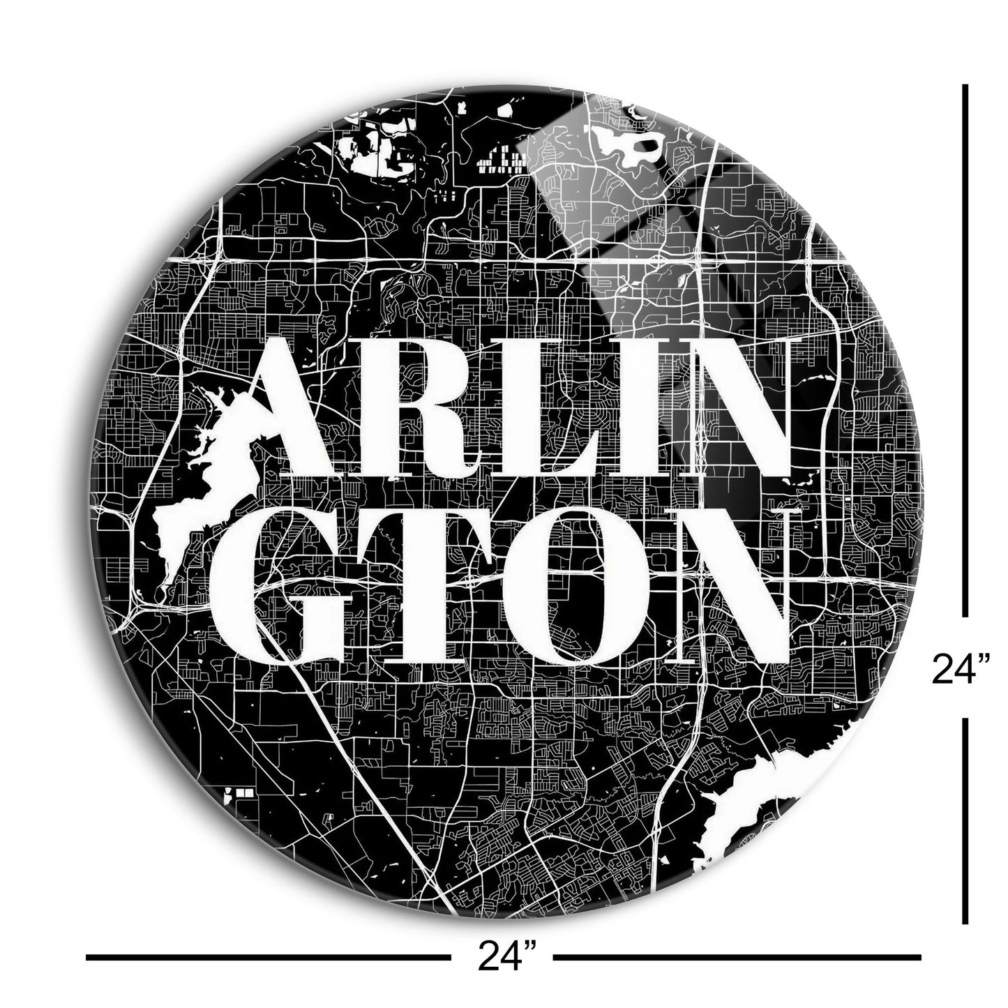 Minimalistic B&W Texas Arlington Map | Hi-Def Glass Art | Eaches | Min 1