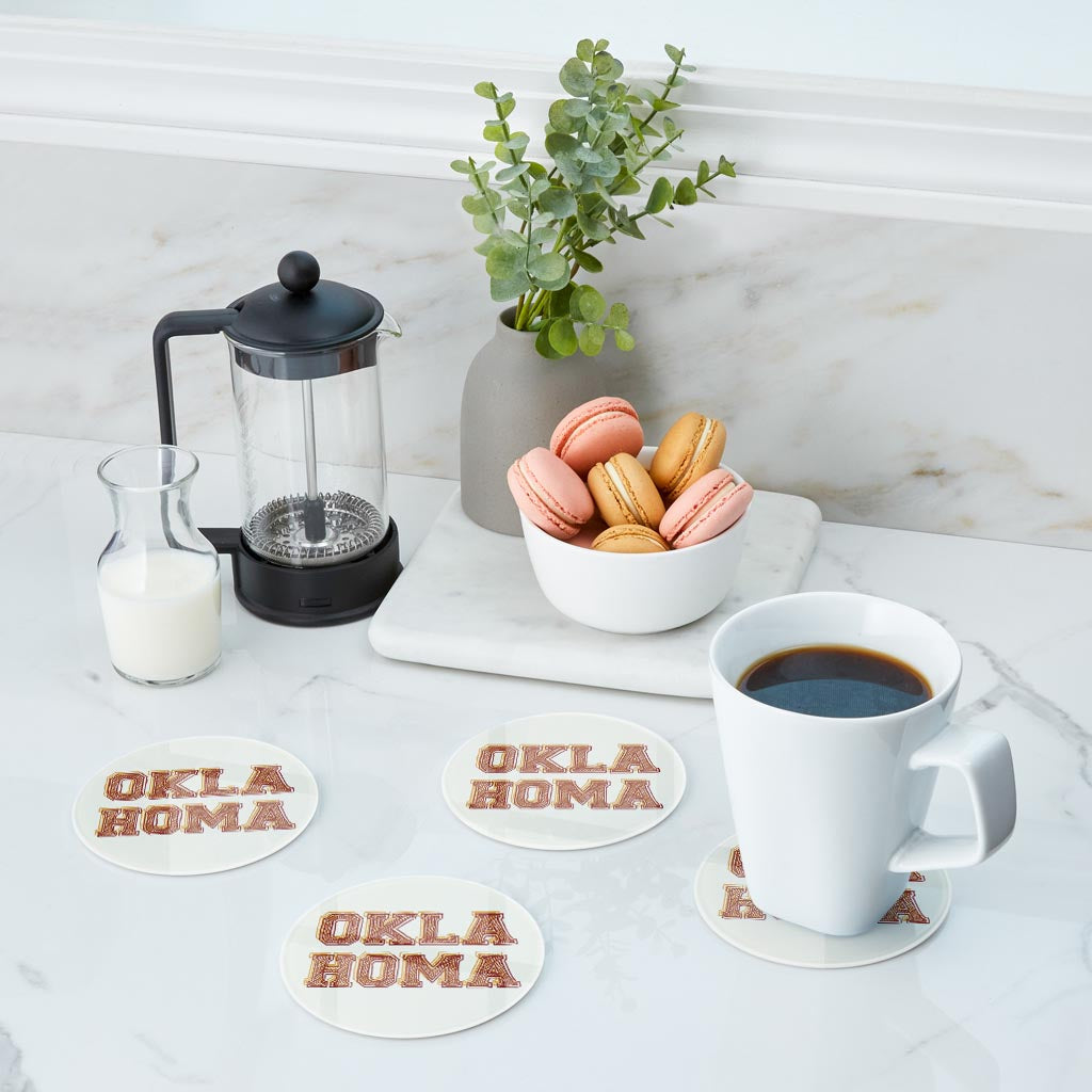 Modern Minimalist Oklahoma | Hi-Def Glass Coasters | Set of 4 | Min 2