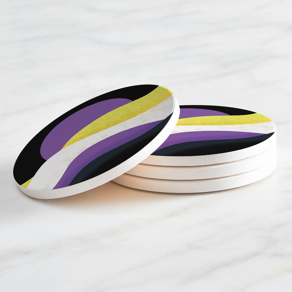 Nonbinary Pride Moon Waves| Absorbent Coasters | Set of 4 | Min 2