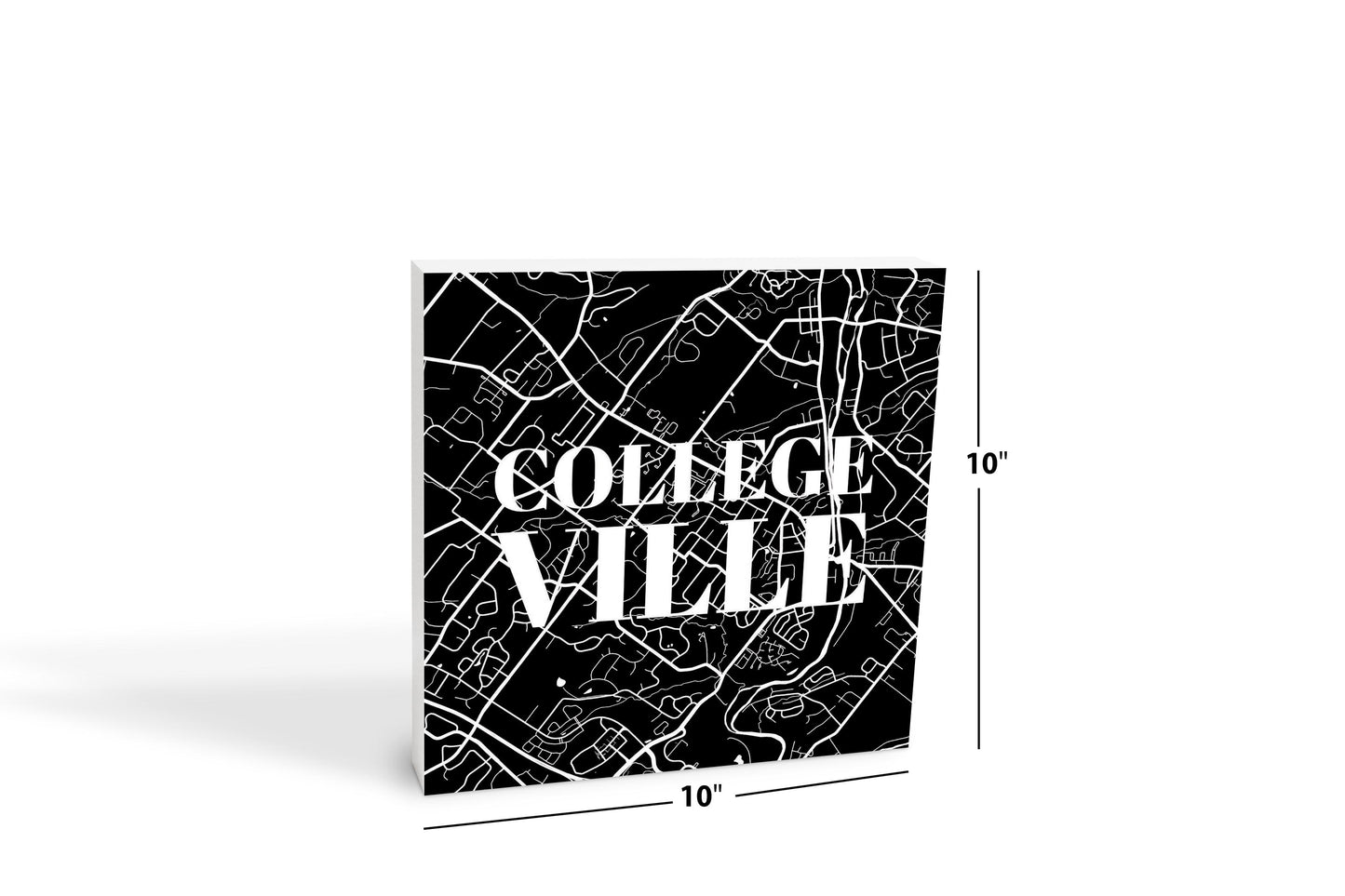 Minimalistic B&W Pennsylvania Collegeville Map | Wood Block | Eaches | Min 2