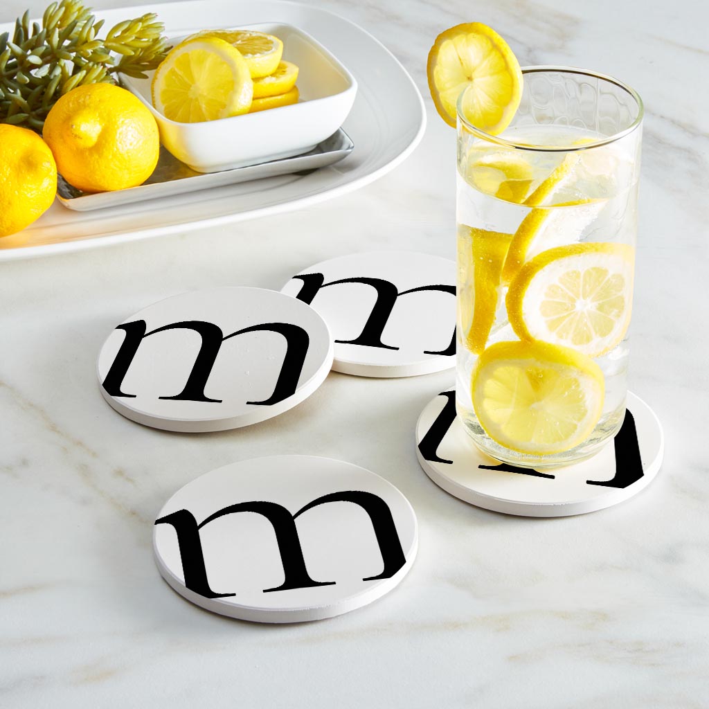 Minimalist Monogram M Circle | Absorbent Coasters | Set of 4 | Min 2