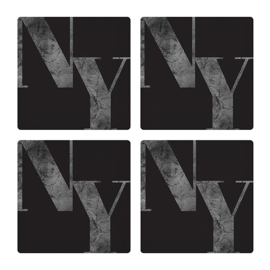 Minimalistic B&W New York Black Initials | Absorbent Coasters | Set of 4 | Min 2