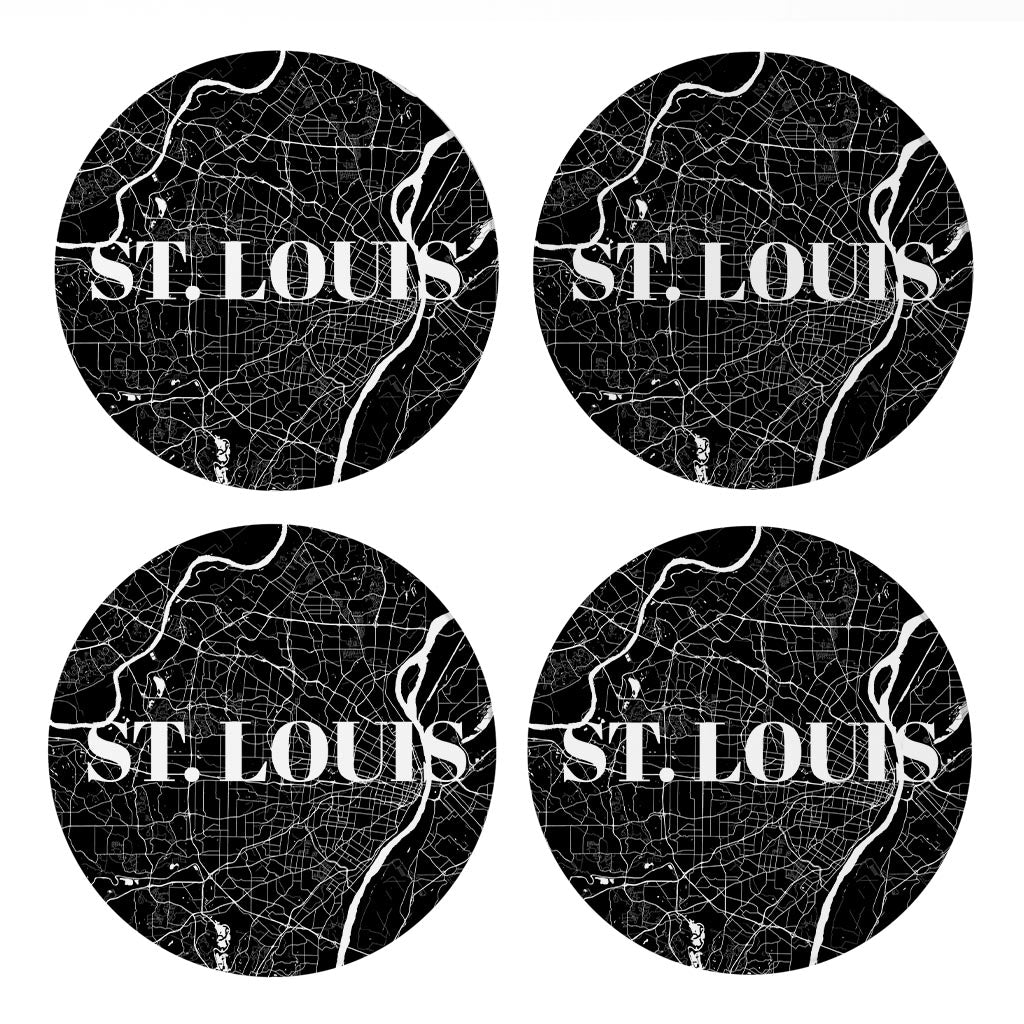 Minimalist B&W Missouri St Louis Map | Absorbent Coasters | Set of 4 | Min 2