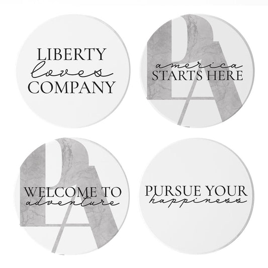 Minimalistic B&W Pennsylvania Quips | Absorbent Coasters | Set of 4 | Min 2