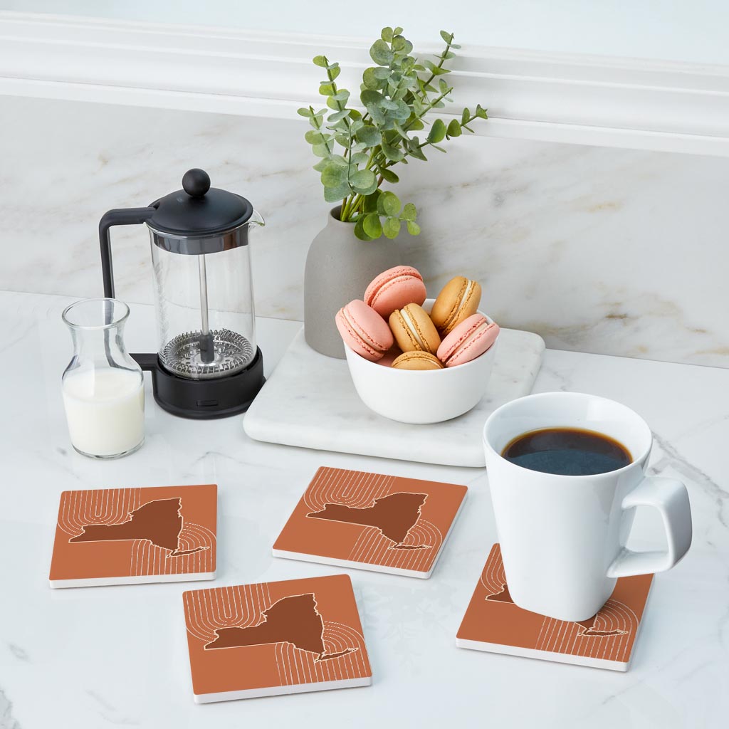 Modern Minimalistic New York Retro Thin Line| Absorbent Coasters | Set of 4 | Min 2