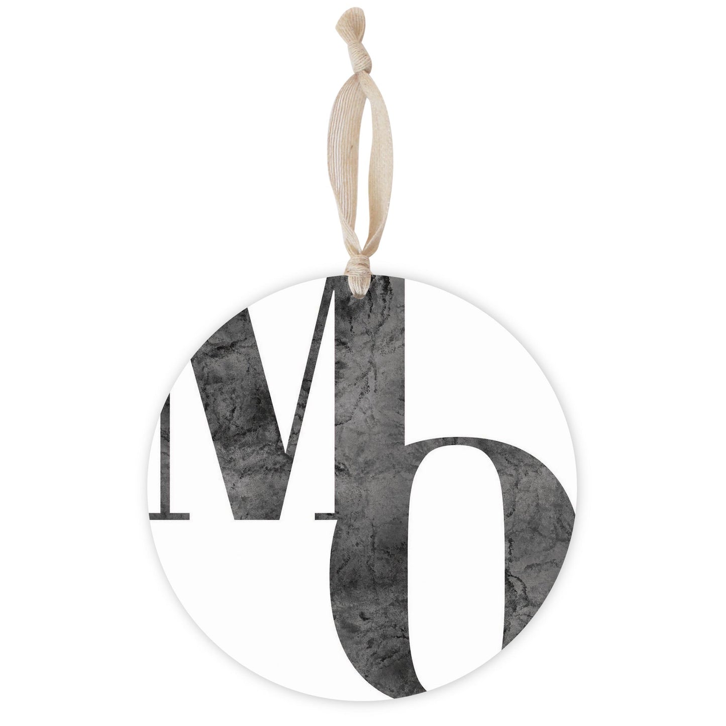 Minimalist B&W Missouri White Initials | Wood Ornament | Eaches | Min 1