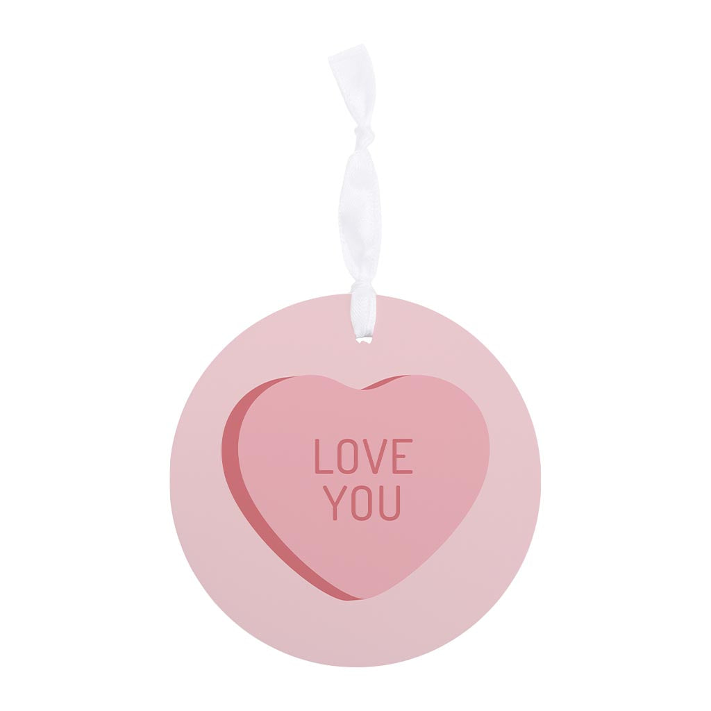 Message Hearts Love You | Wood Ornament | Eaches | Min 6