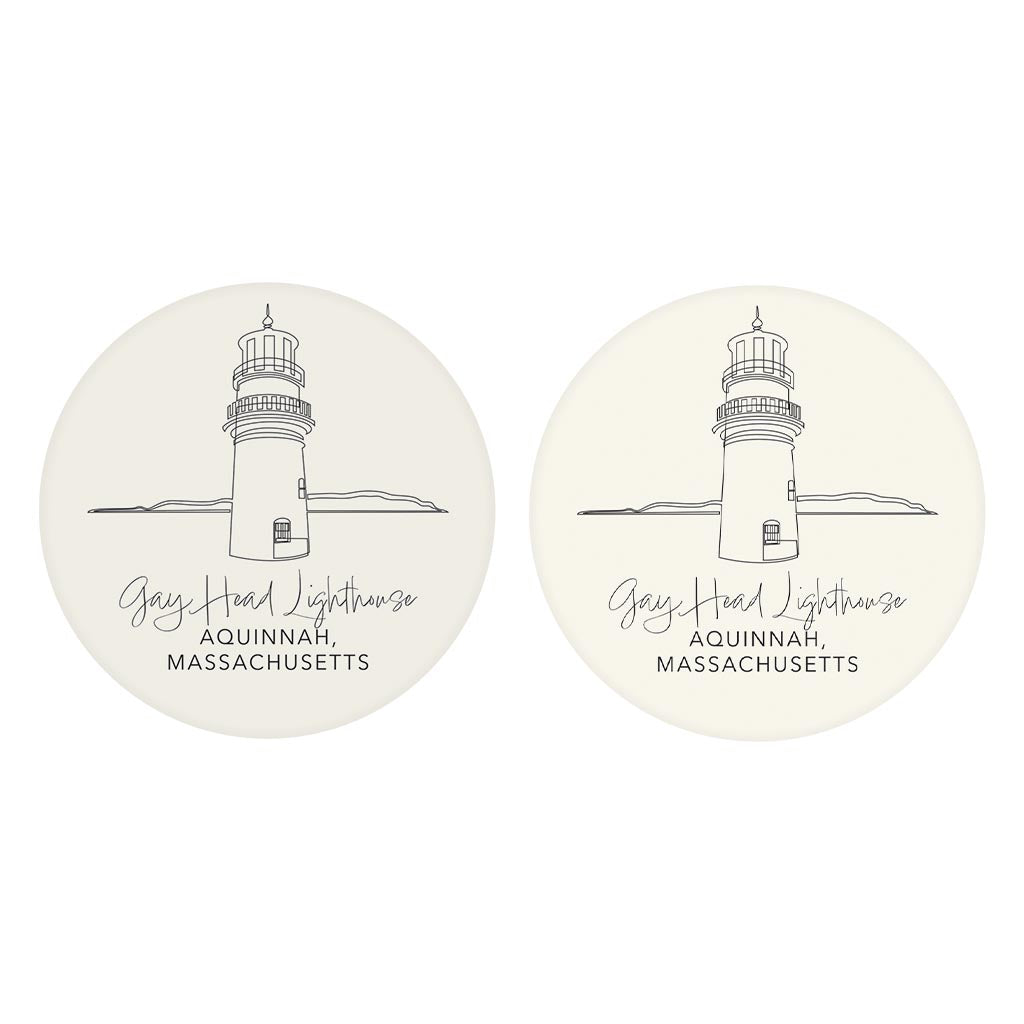 Gay Head Lighthouse | Absorbent Car Coasters | Set of 2 | Min 4