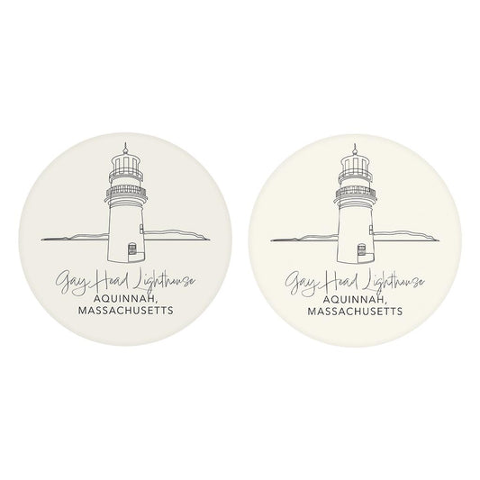 Gay Head Lighthouse | Absorbent Car Coasters | Set of 2 | Min 4