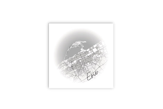 Minimalistic B&W Pennsylvania Erie Circle Map | Wood Sign | Eaches | Min 2