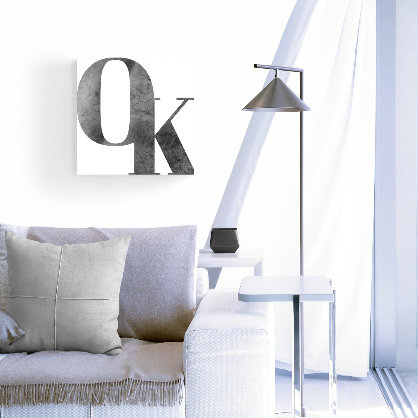 Modern White Oklahoma Initials | Hi-Def Glass Art | Eaches | Min 1