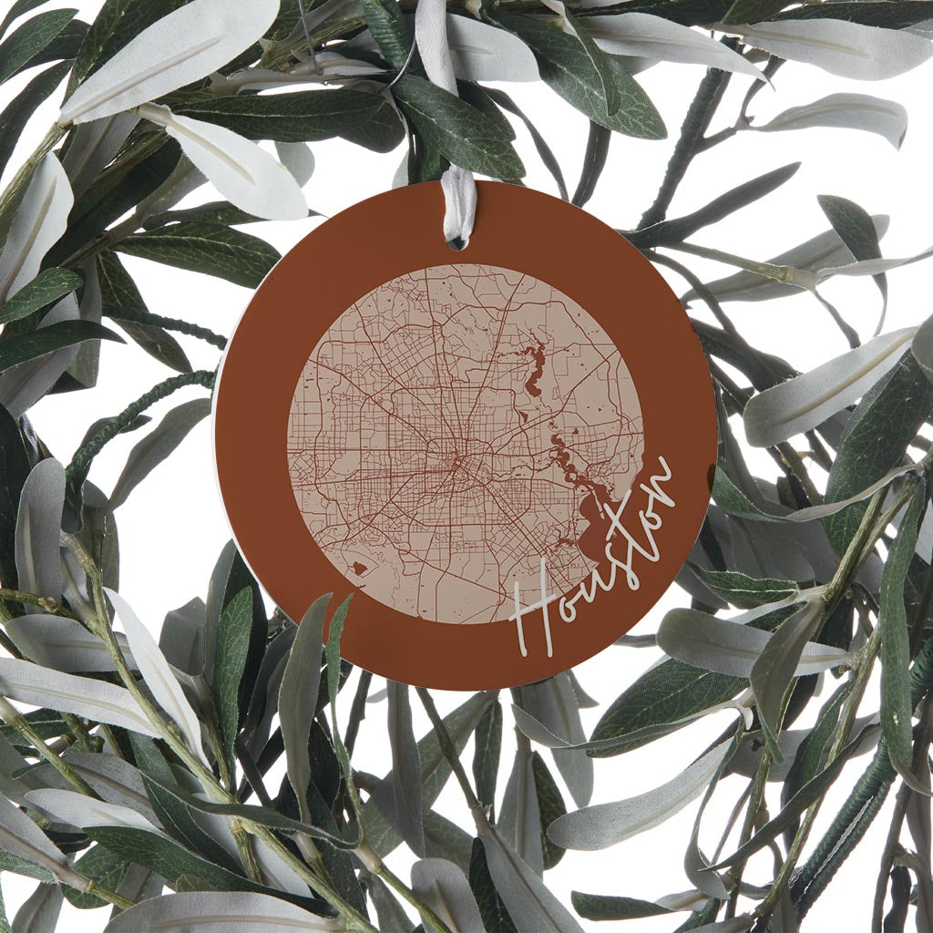 Modern Minimalist Houston Texas Map| Wood Ornament | Eaches | Min 6