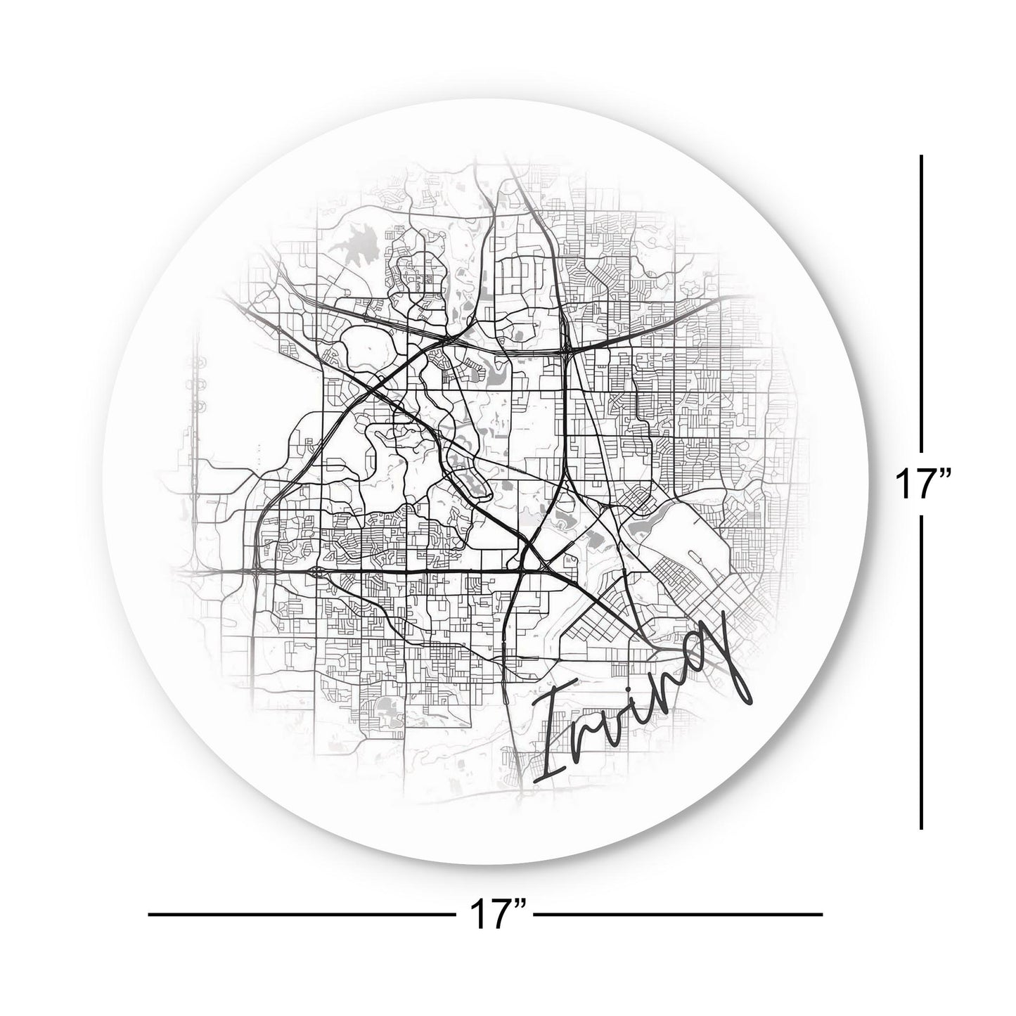 Minimalistic B&W Texas Irving Circle Map | Wood Sign | Eaches | Min 1