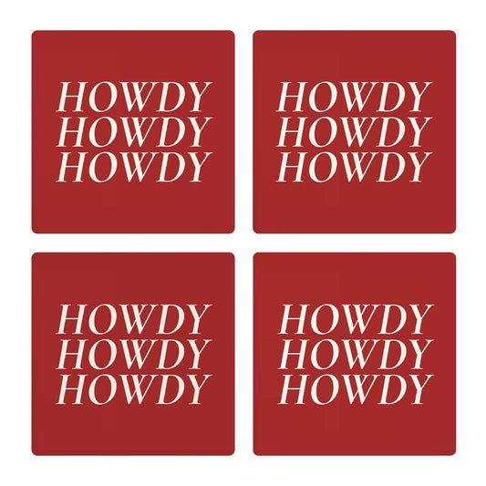 Modern Minimalist Texas Colors Howdy | Absorbent Coasters | Set of 4 | Min 2