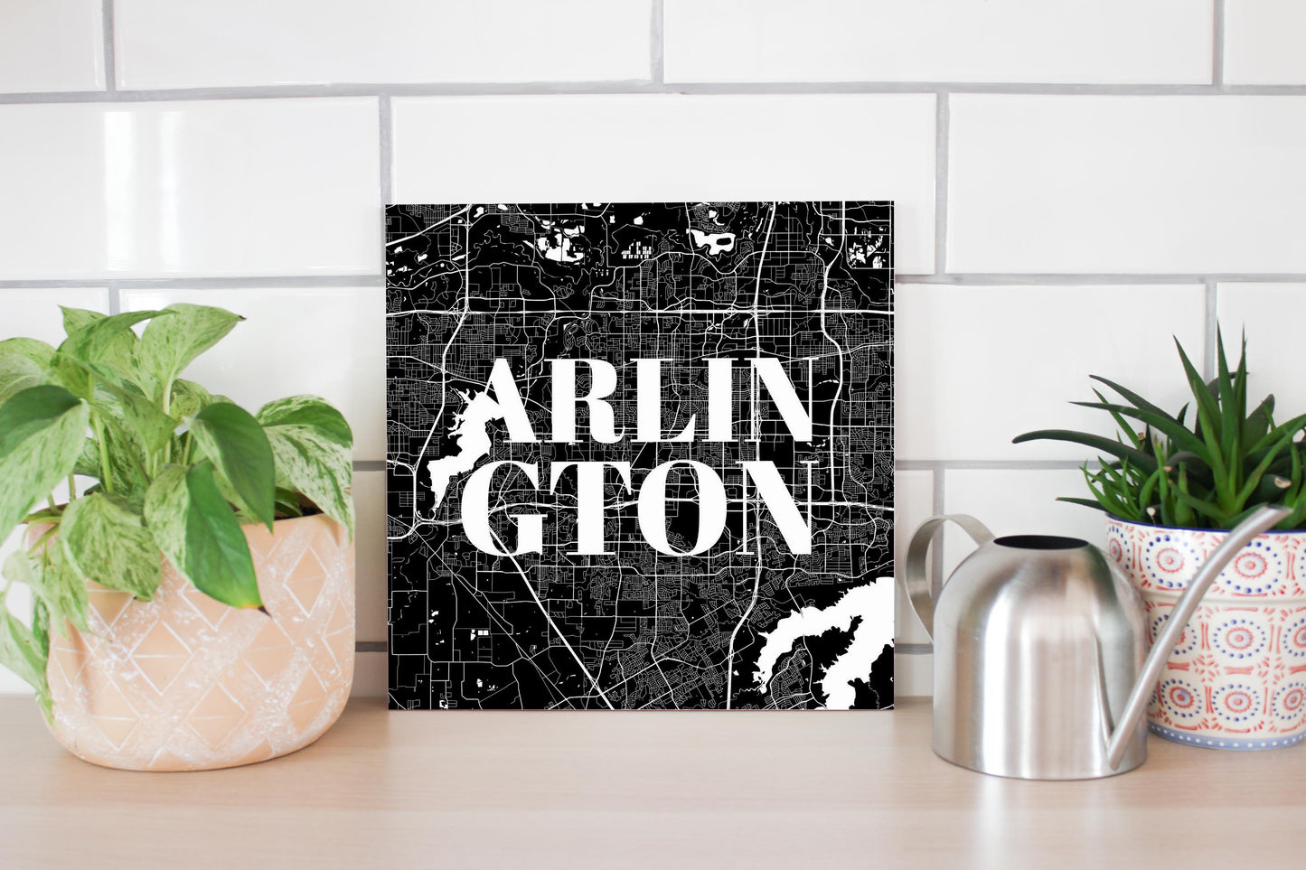 Minimalistic B&W Texas Arlington Map| Wood Sign | Eaches | Min 2