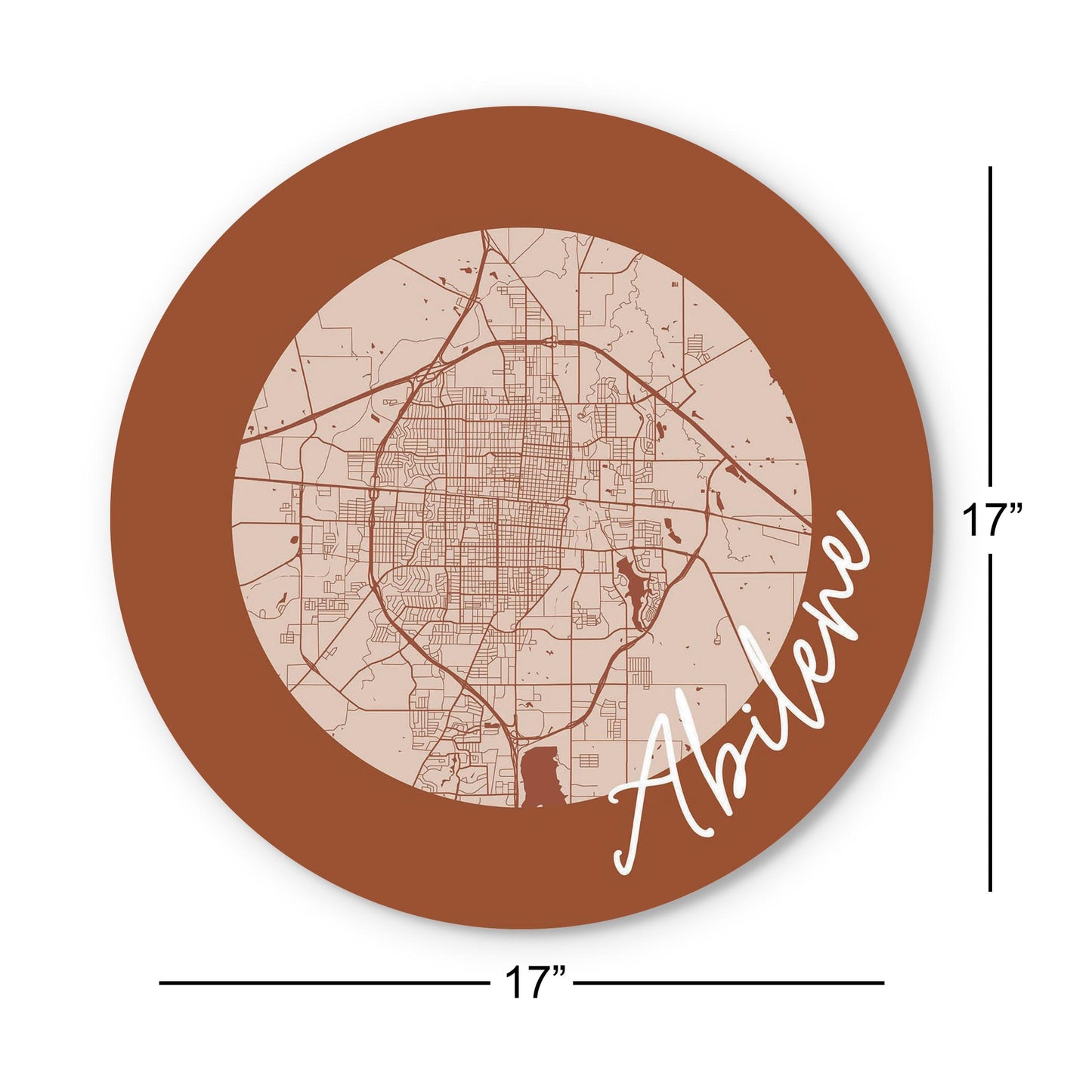 Modern Minimalist Texas Abilene Circle Map | Wood Sign | Eaches | Min 1