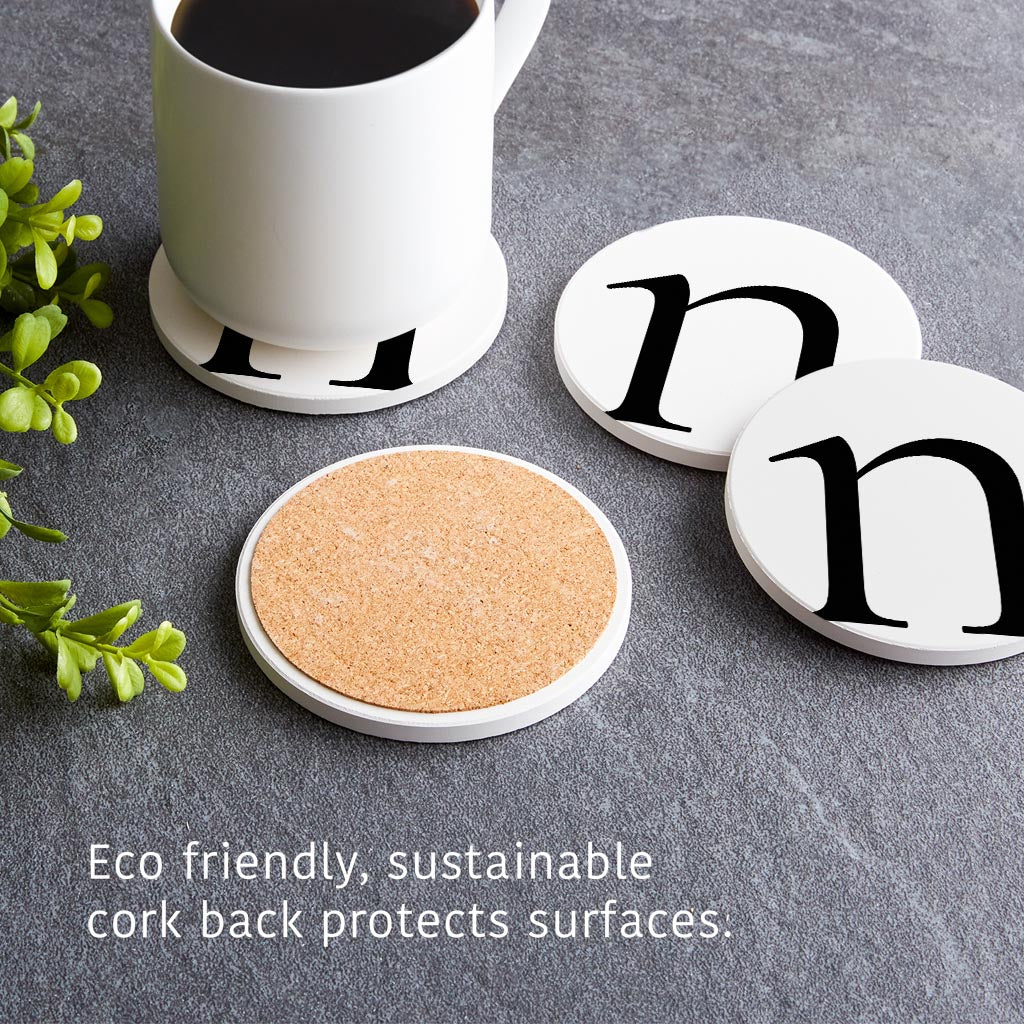 Minimalist Monogram N Circle | Absorbent Coasters | Set of 4 | Min 2