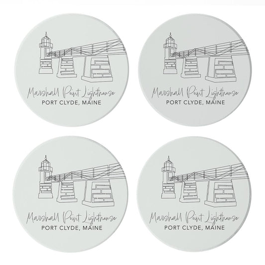 Marshall Point Lighthouse Muted Coastal | Absorbent Coasters | Set of 4 | Min 2