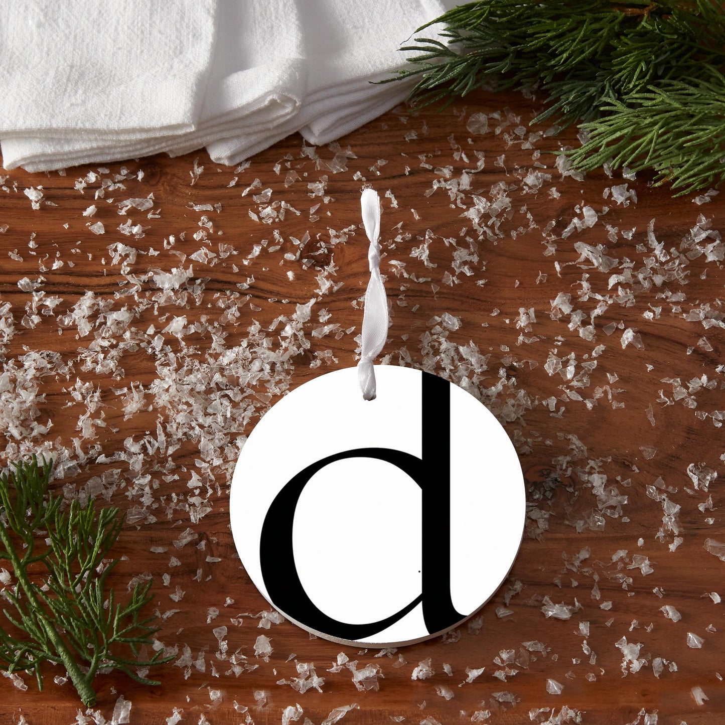 Minimalist Monogram D Circle| Wood Ornament | Eaches | Min 6