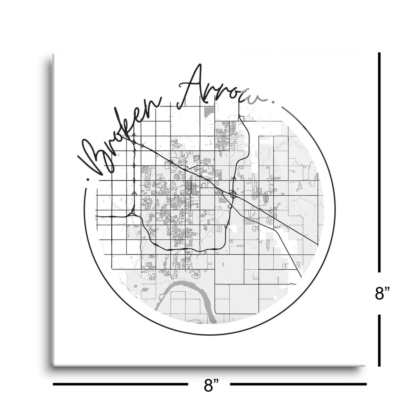 Modern Oklahoma Broken Arrow Map | Hi-Def Glass Art | Eaches | Min 2