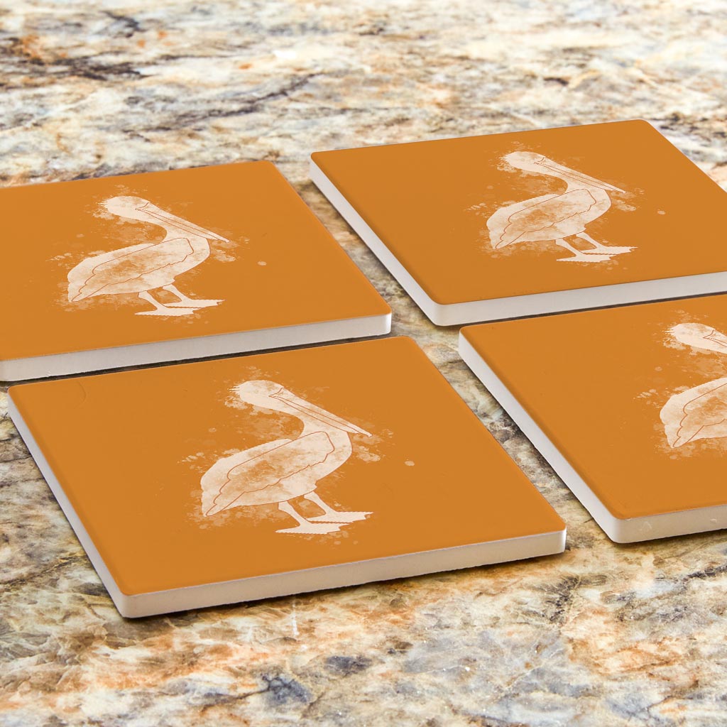 Modern Minimalist Louisiana Pelican Water Color | Absorbent Coasters | Set of 4 | Min 2