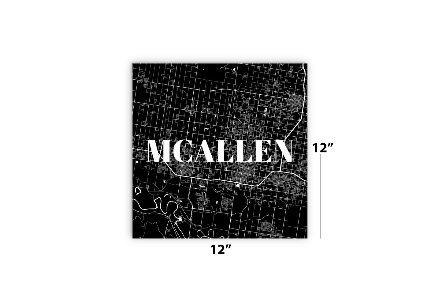 Minimalistic B&W Texas Mcallen Map | Wood Sign | Eaches | Min 2