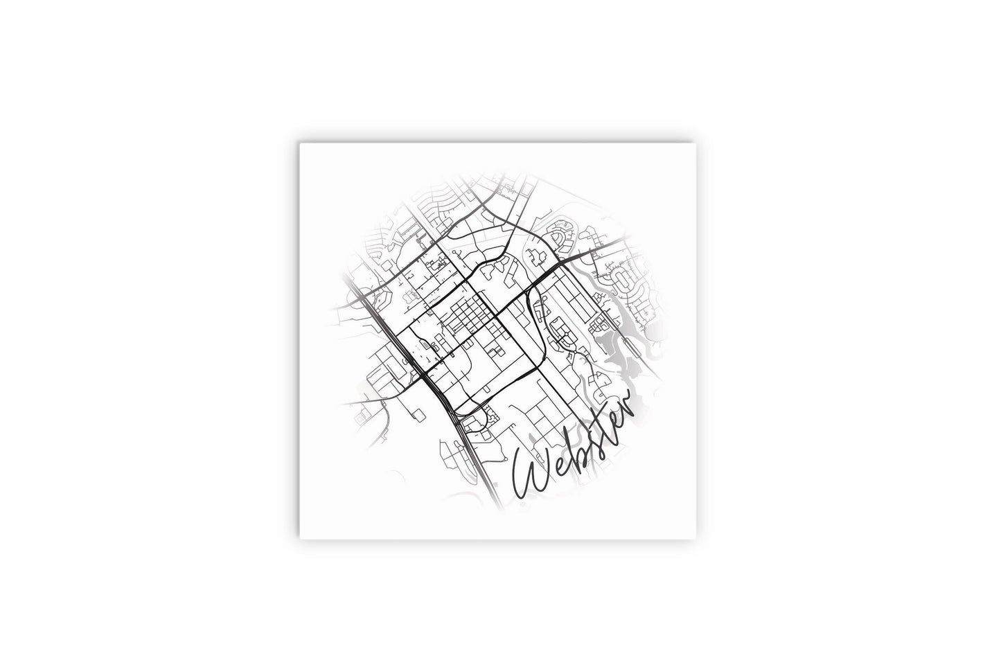 Minimalistic B&W Texas Webster Circle Map | Wood Sign | Eaches | Min 2