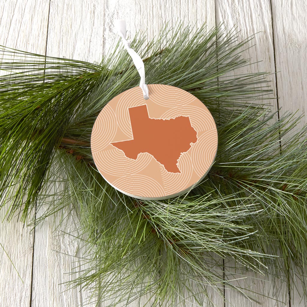 Modern Minimalist Texas State Shape With Pattern | Wood Ornament | Eaches | Min 6