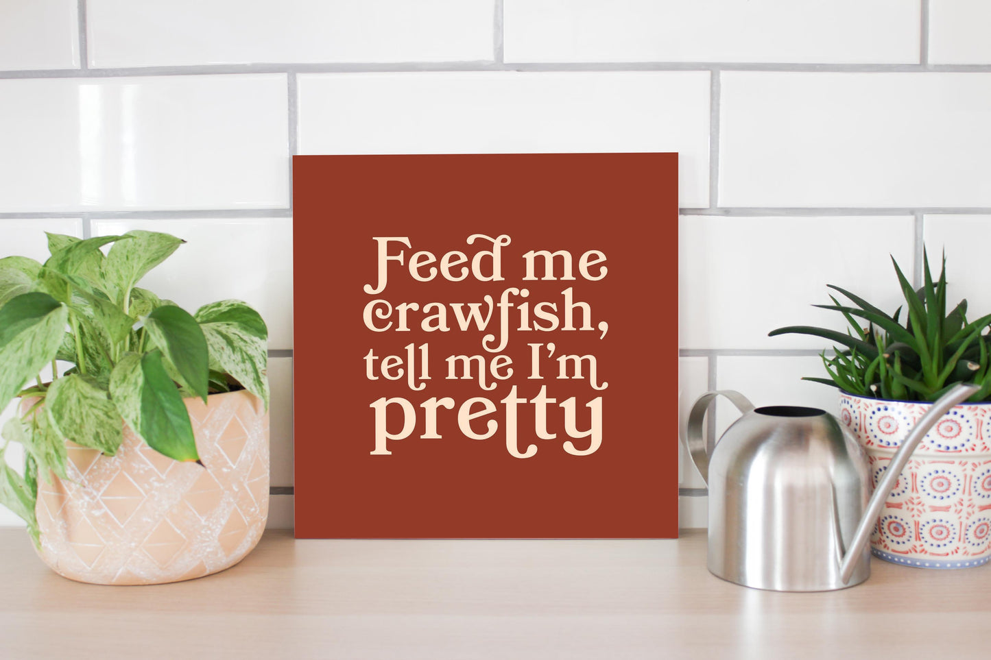 Modern Minimalist Louisiana Feed Me Crawfish | Wood Sign | Eaches | Min 2