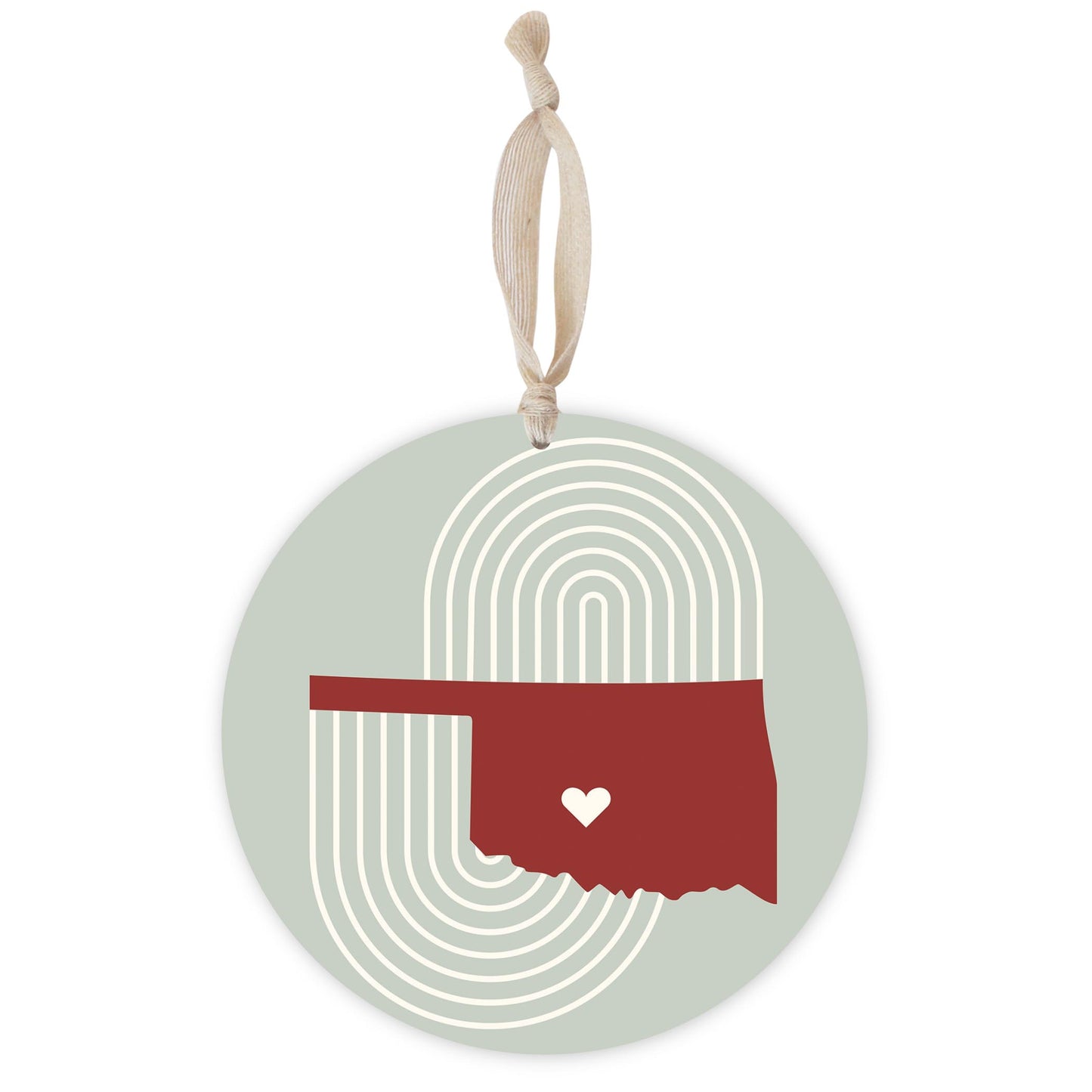 Modern Minimalist Oklahoma Chickasha Heart | Wood Ornament | Eaches | Min 1