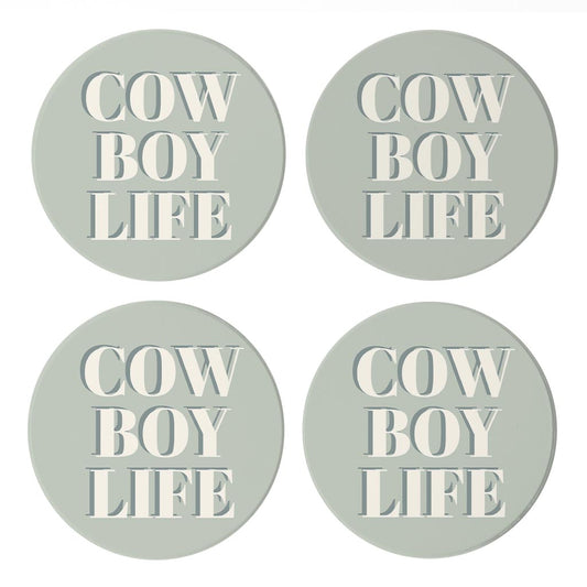 Modern Minimalist Oklahoma Cowboy Life | Absorbent Coasters | Set of 4 | Min 2