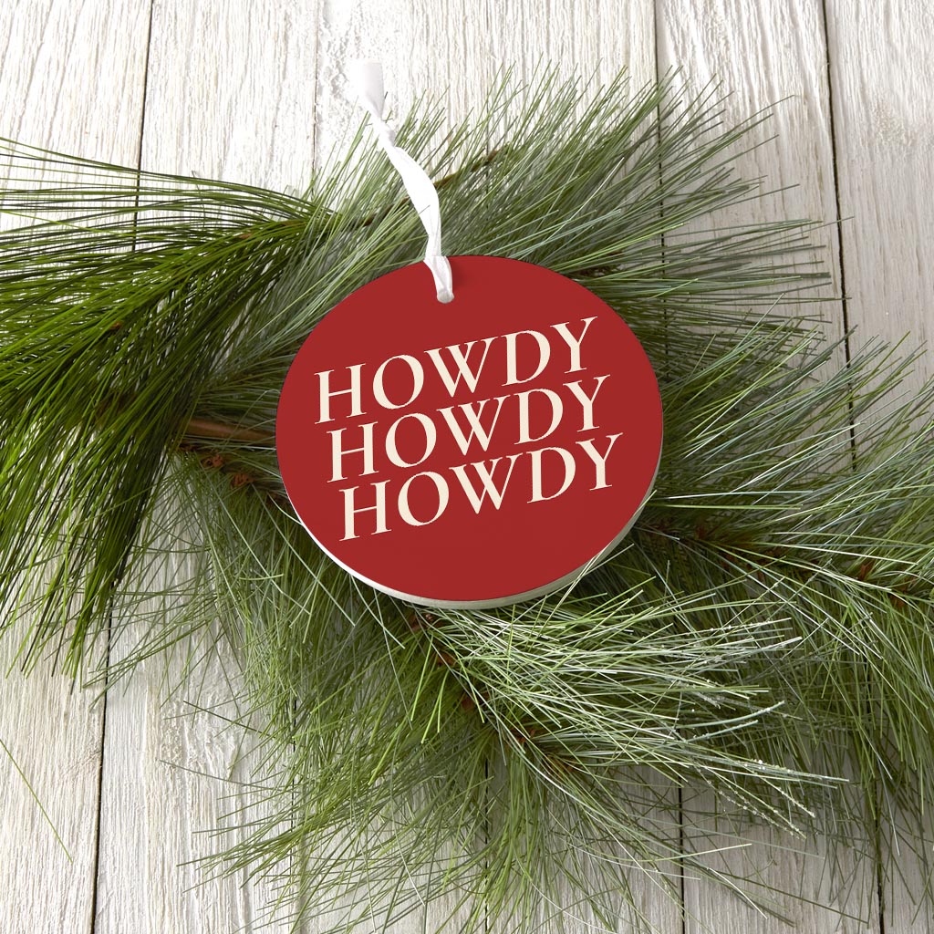 Modern Minimalist Texas Colors Howdy | Wood Ornament | Eaches | Min 6