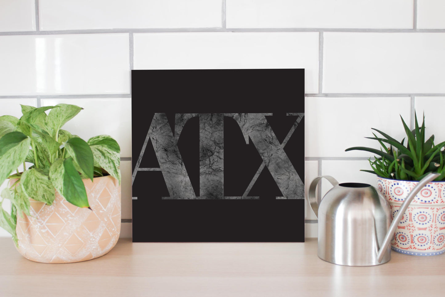 Minimalistic B&W Texas Austin Black Initials | Wood Sign | Eaches | Min 2