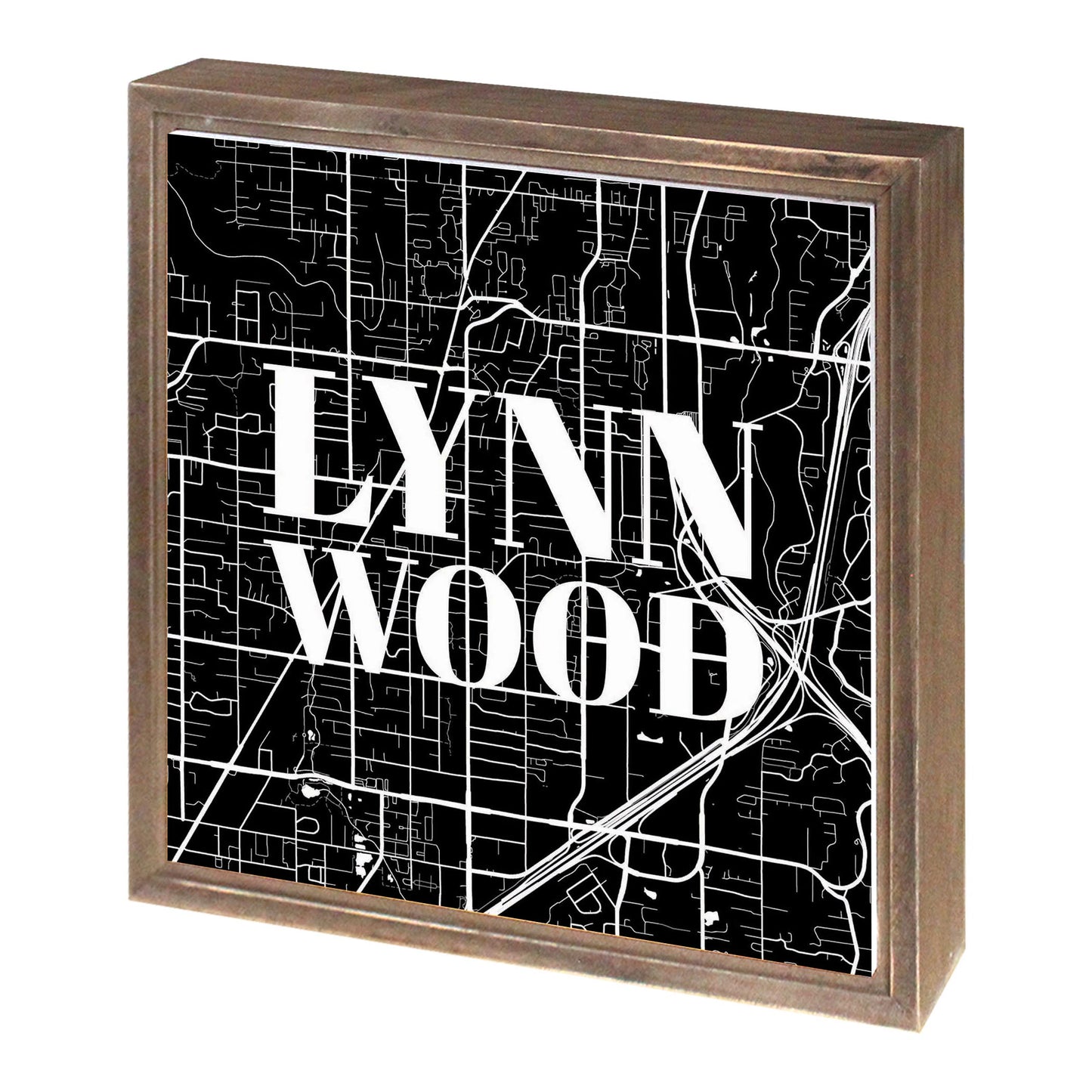 Minimalistic B&W Washington Lynnwood Map | Wood Sign | Eaches | Min 1