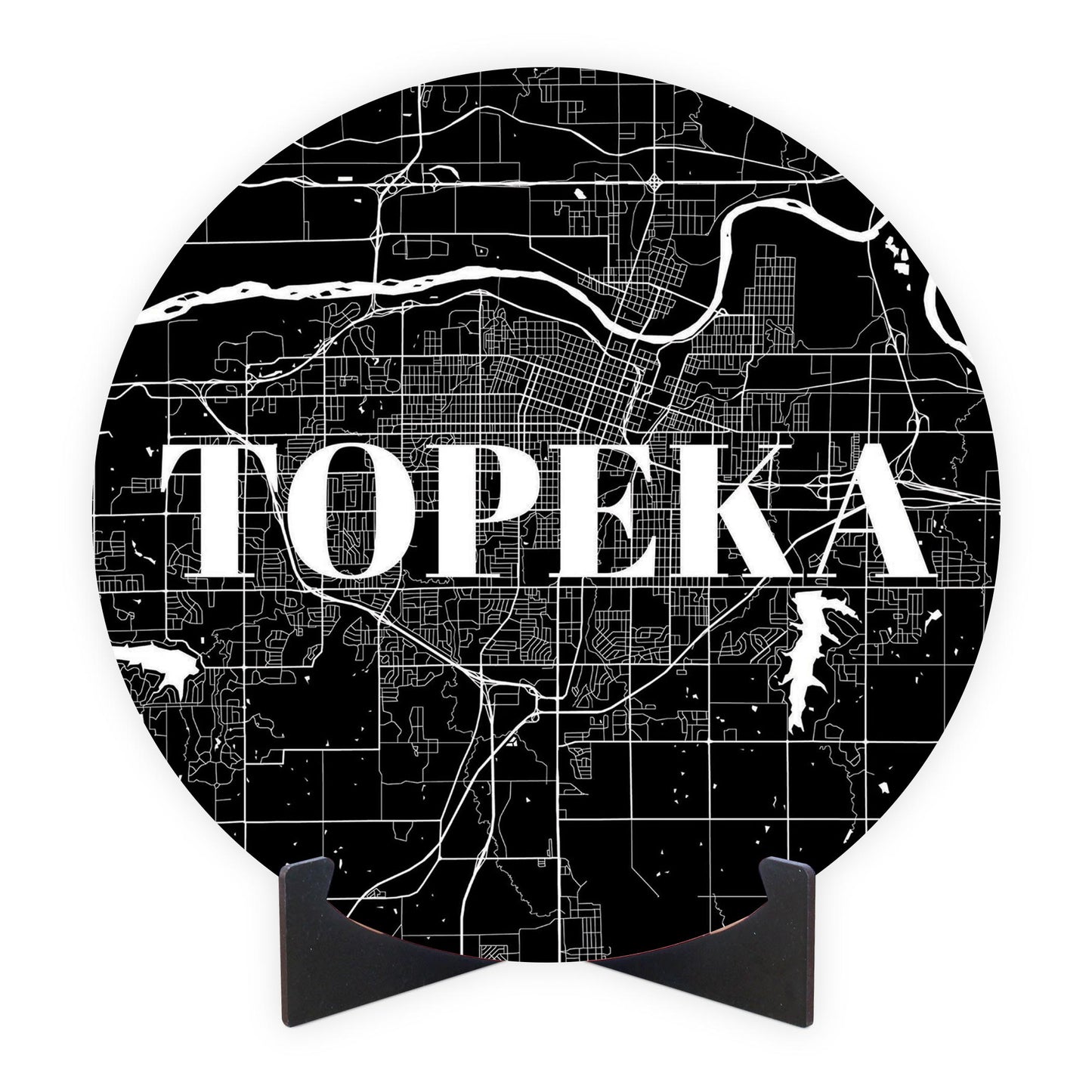 Minimalist B&W Kansas Topeka Map | Wood Sign | Eaches | Min 1