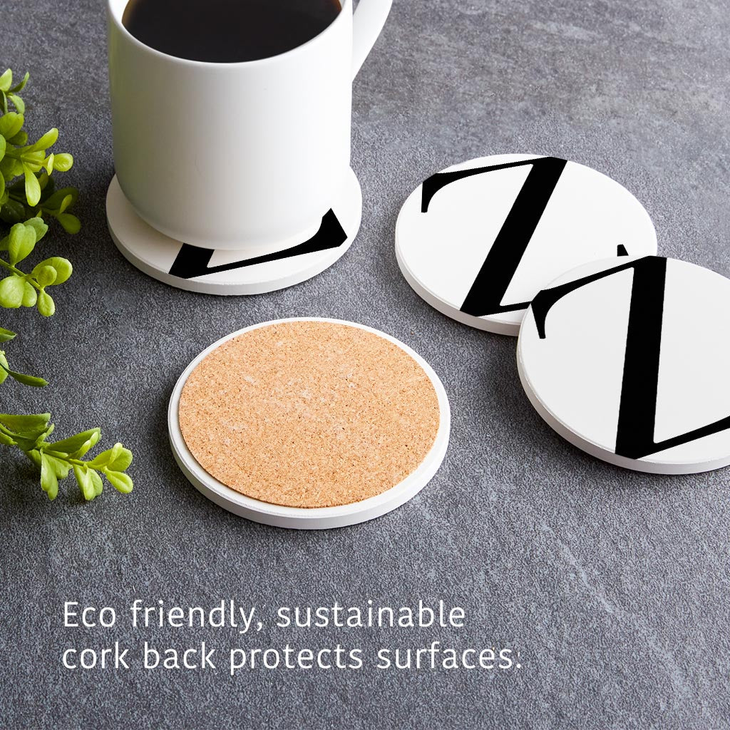 Minimalist Monogram Z Circle | Absorbent Coasters | Set of 4 | Min 2