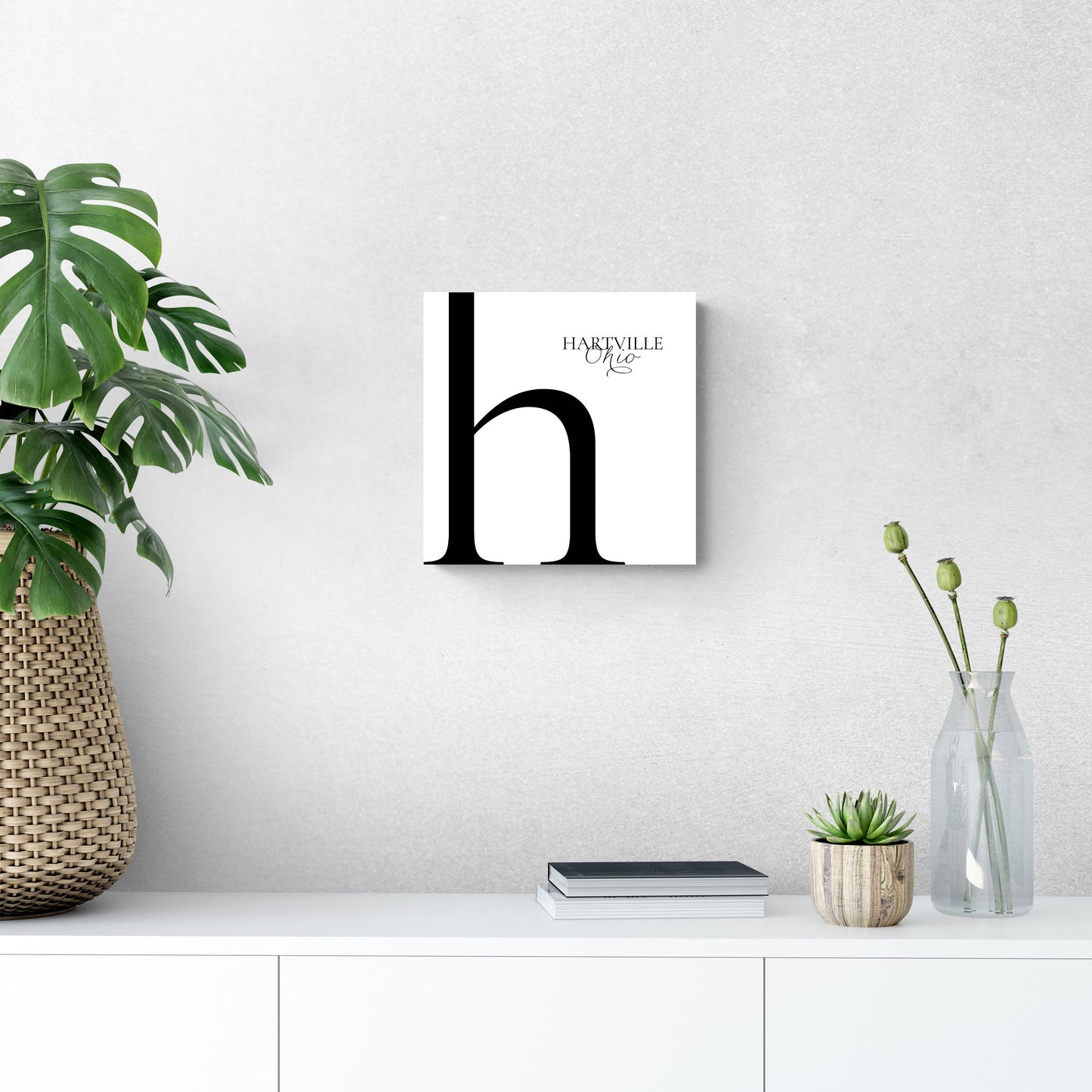 Hartville Oh Minimal Monogram| Wood Sign | Eaches | Min 2