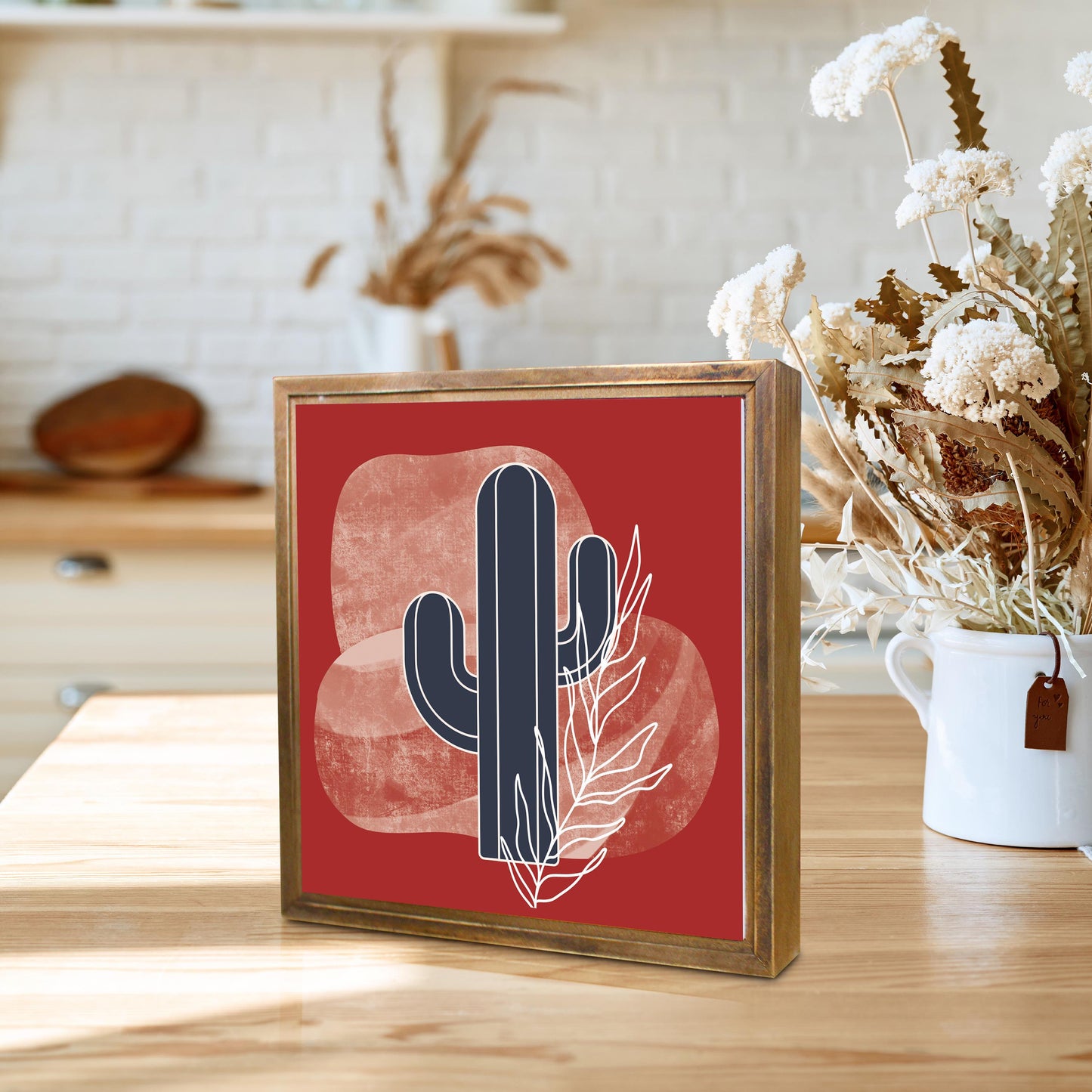 Modern Minimalist Texas Colors Cactus | Wood Sign | Eaches | Min 1